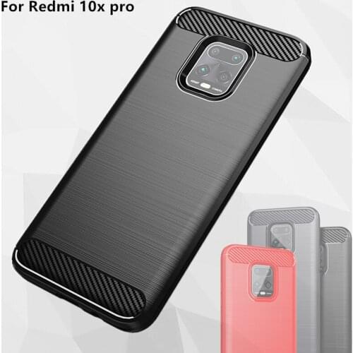Whyes Case For Redmi 10X pro Cover Soft Silicone Carbon Fiber Shockproof Phone Shell for 10X 5G 10X 4G Fitted Case