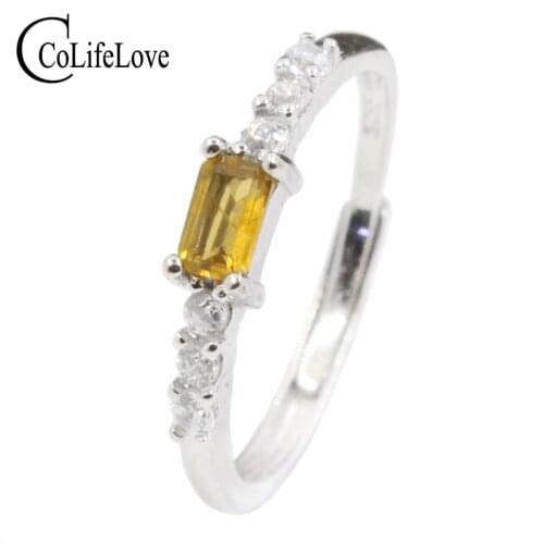 CoLife Jewelry natural yellow tourmaline silver ring for engagement 3*5mm SI grade tourmaline ring 925 silver tourmaline jewelry