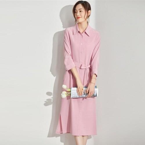 Blue pink black acetate shirt collar dress women big summer long work boho beach office sexy party luxury dresses plus size