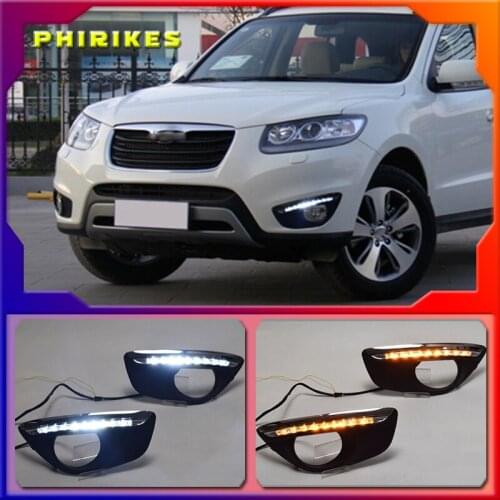 1 Pair Car Daytime Running Light DRL LED Daylight Fog Lamp Cover for Hyundai Santafe Santa Fe 2010 2011 2012 DC 12V