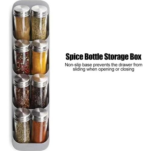 1PC Kitchen Drawer Cabinet Spice Jar Bottle Storage Box 8 Grids Organizer Holder Multi-Purpose Storage Rack