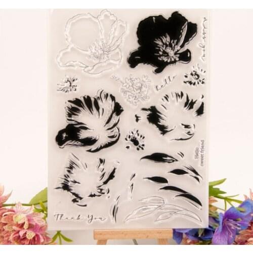 1pc Overprint Flower Silicone Clear Seal Stamp DIY Scrapbook Diary Coloring Embossing Album Decoration Rubber Stamping Reusable