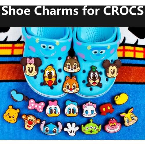 1pcs Disneys Cartoon Icons Cute Croc Charms Accessories Elegance Shoe Decoration for Women Children Boys Gifts PVC Badges Set