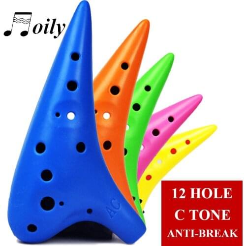 12 Holes Plastic Resin Ocarina Flute Alto C Key Anti-Broken Children Musical Instrument with Music Score for Beginner