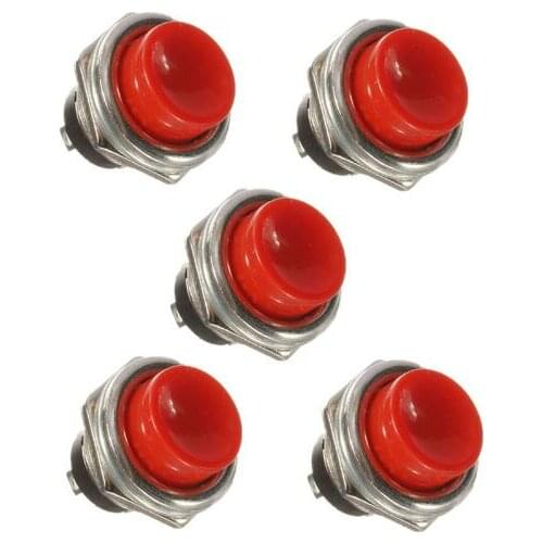 5Pcs New Momentary Push Button Switch Red Colour 3A 125V OFF-ON Horn Plastic SPST Half Price