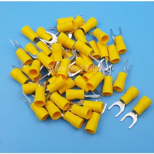 500Pcs Yellow SV5.5-6 Furcate Pre-Insulating Fork Spade 12~10AWG Wire Crimp Terminals