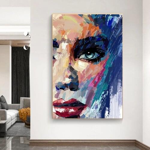 Abstract Portrait of Woman Oil Canvas Figure Painting Posters and Prints Wall Art Pictures for Living Room Wall Decor Cuadros