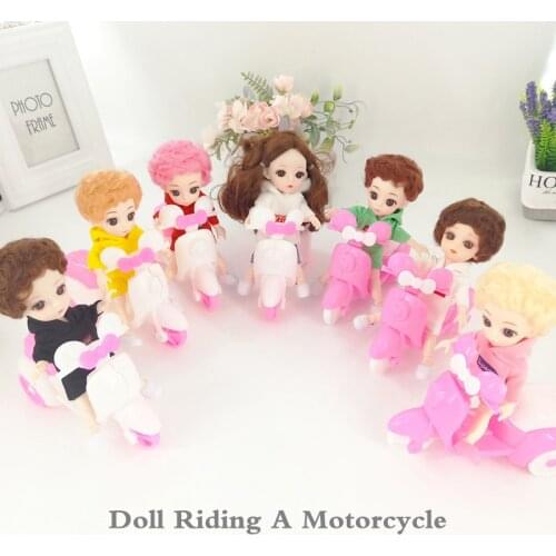 BBJD 16cm Doll 1/12 Cute Doll Accessories Motorcycle Doll Girl Set 3D Big Eyes DIY Girl Toy Clothes Dress Up Set Childrens Gifts
