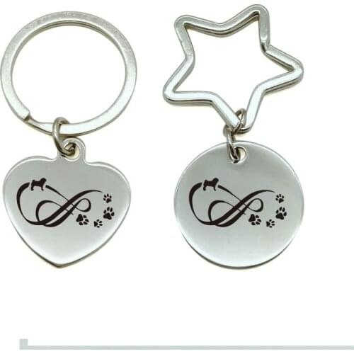 Pug Dog Eternity Animal Paw Print car key ring Metal key chain Motorcycle key ring Men women bags key chain C6-1079