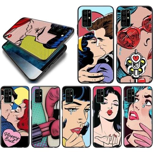 Sexy POP Art Kissing Silicone Cover For Huawei Honor 10i 10 9C 9A RU 9X 9N 9S 9 Pro Lite Play 3E V9 Black Phone Case