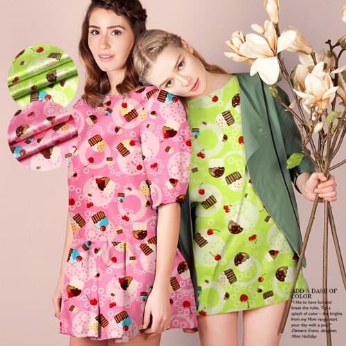 CNUM SCT001 Pure Silk/Cup Cakes' Love/Printed/Silk Fabric /55% Silk 45% Cotton/Width 1.70yd Thickness 19mm