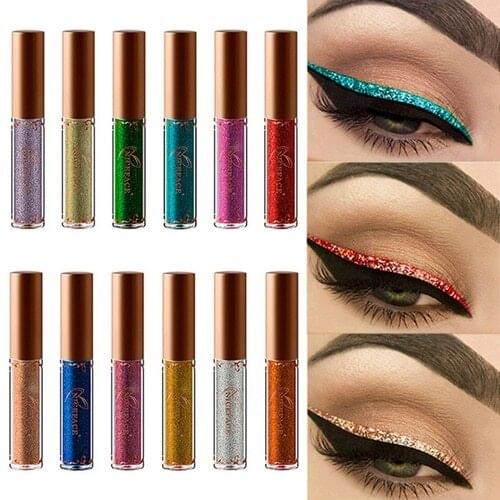 12 Colors Pearled Metallic Smoky Eyes Eyeshadow Eyeliner Shiny Diamond High Pearlescent Waterproof Glitter Liquid Eyeliner