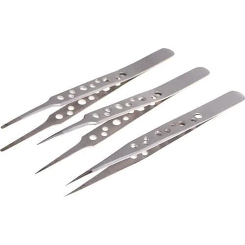 Electronics Industrial Tweezers Anti-static Curved Straight Tip Precision Stainless Forceps Phone Repair Hand Tools