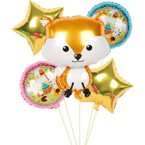 Animal Foil Balloons Birthday Woodland Forest Theme Party Decor helium balls Fox Hedgehog Squirrel Raccoon Baby Shower Banner