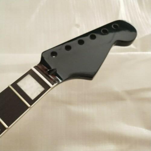 22 Frets Maple Electric Guitar Neck Rosewood Fretboard Replacement Black Gloss 25.5Inch