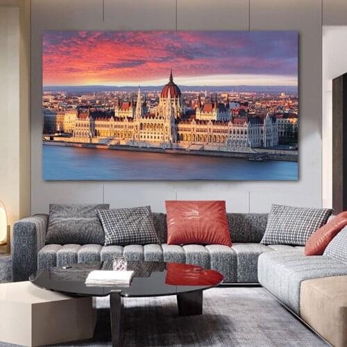 Beautiful Tourist City Night Scenery Canvas Painting Wall Art Nordic Posters and Prints Wall Pictures for Living Room Decoration