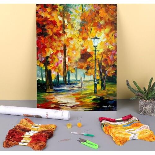 Red Autumn Pre-Printed 11CT Cross Stitch Kit DIY Embroidery DMC Threads Hobby Handmade Handicraft Handiwork Room Decor Needle