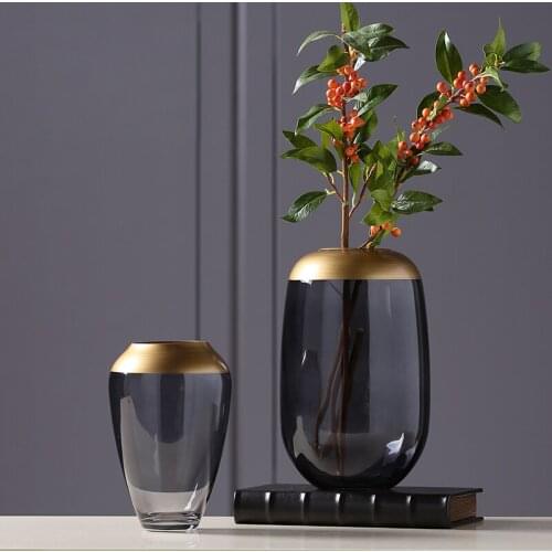 Nordic creative transparent glass container Phnom Penh luxury vase decoration piece dining room table dry vase transparent decor