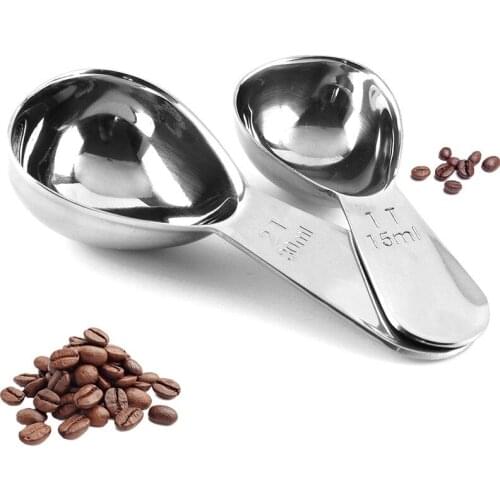 20 Pcs Stainless Steel Coffee Scoop Ergonomic Measuring Spoons For Coffee Tea Powder 1&2 Tablespoon Measuring Tools Wholesale X2