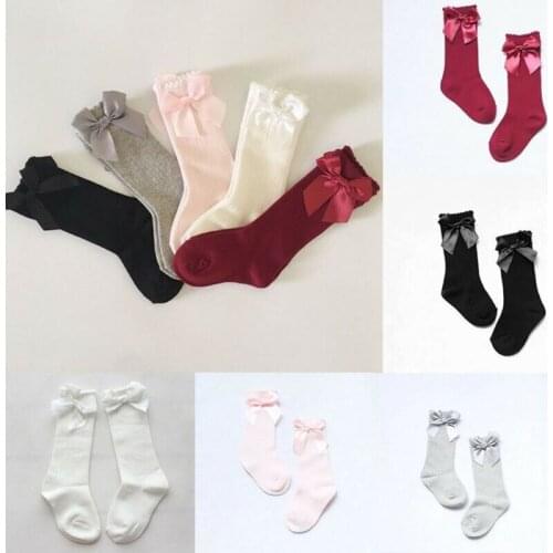 Cute Girl Kid Knee Long Socks Cotton Bow Stocking Baby Toddlers Leg Warm Leggings