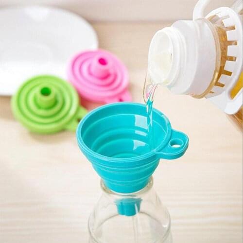 Mini Funnel Silicone Collapsible Funnel Folding Portable Be Hung Household Liquid Dispensing Kichen Accessories Kichen Tool