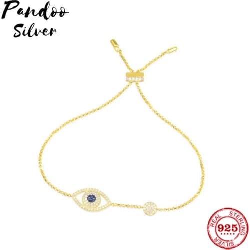 Fashion Charm Sterling Silver Copy 1:1 Copy,Yellow Silver Lucky Eye Bracelet Women Luxury Jewelry Gift