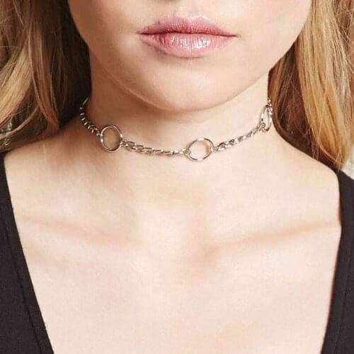 Fashion Simple Creative Personality Necklace Gold Silver Color Geometric Round Circle Clavicle Choker Necklace Collar Jewelry