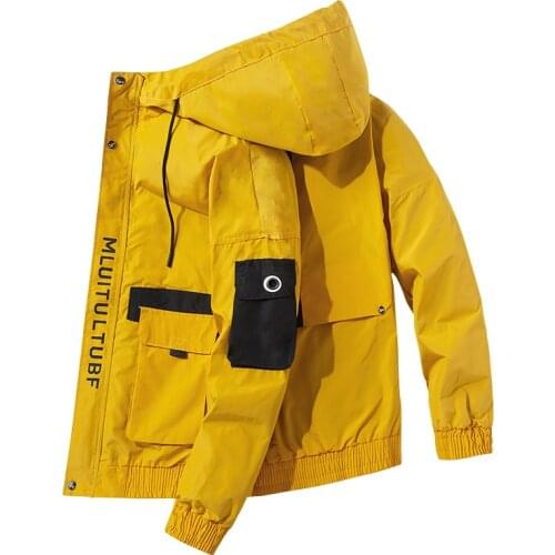 Cargo Outwear Harajuku Overcoat Men Streetwear Jackets Hip Hop Bomber Jacket 2021 Man Harajuku Muti Pockets