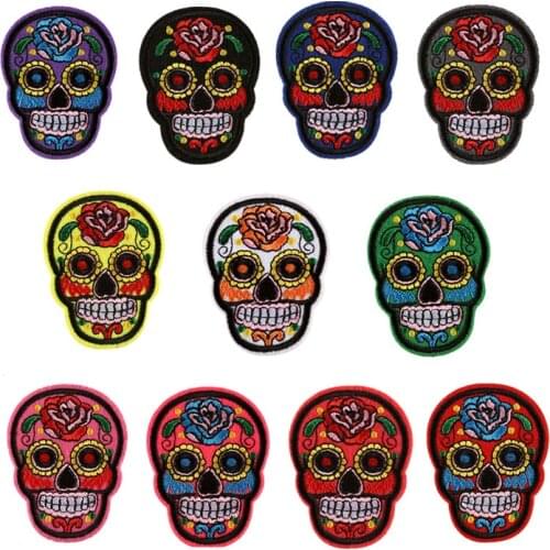 Set Of Sugar Skulls Patches For Clothes Embroidered T-Shirt Diy Decoration Parches Ropa 2018 New Sewing Accessories