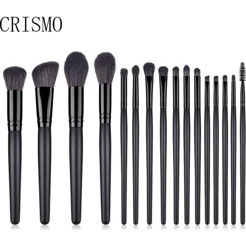 CRISMO 16PCS Professional Beauty Black Makeup Brushes Set Powder Foundation Eyeshadow Cosmetic Make Up Brush Tool Kit