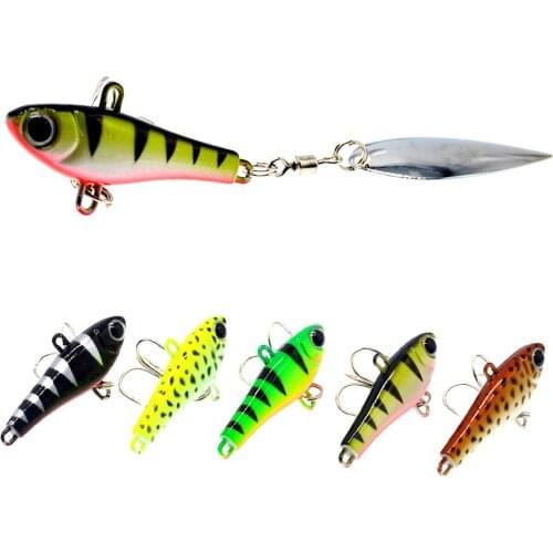 New 21.5g 4cm VIB Fishing Lure With Rotating Spoon Tail Fishing Lures Fishing Tackle Crankbait Sinking Vibration Spinner