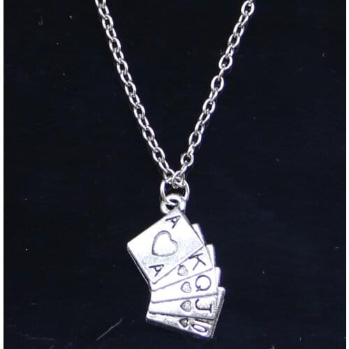New Fashion Necklace 24x13mm playing cards poker train seqence Pendants Short Long Women Men Gift