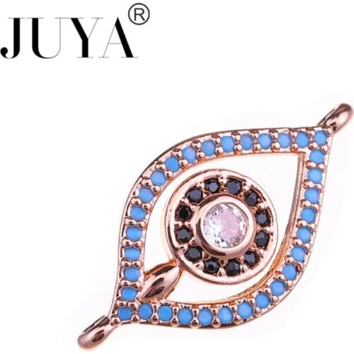 Fashion Evil Eye Charm Connectors For Jewelry Making Gold Rose Gold Turkish Eye Pendant DIY Bracelet Necklace Accessories