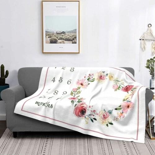 Milestone Baby Blanket Flannel Summer Monthly Record Growth Portable Lightweight Throw Blankets for Bedding Office Bedspread
