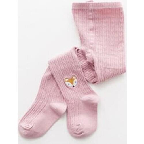 Autumn and winter new cotton childrens double needle pantyhose Small alpaca cartoon leggings cute big PP baby embroidery leggin