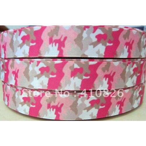 Q&N ribbon wholesale/OEM 7/8inch Pink Camo Print Grosgrain Ribbon Webbing 50yds/roll Free Shipping