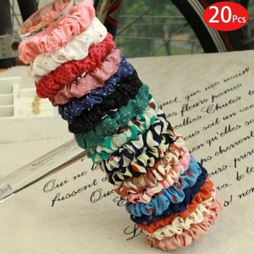 20Pcs Hair Scrunchies Hair Accessories Elastic Women Hair Band Rope Ponytail Holder Dot Print Hair Ties