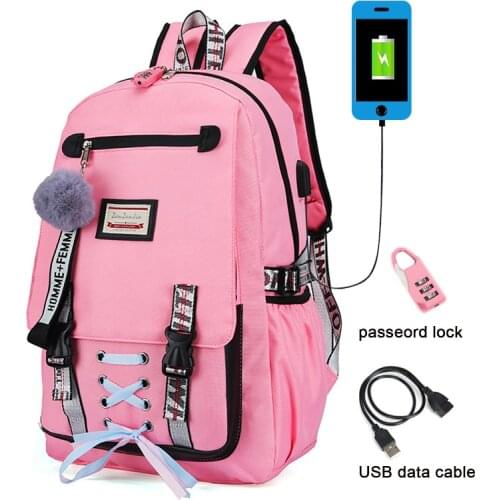 New Woman Anti-theft Backpack USB Charge Laptop Bagpacks School Bags For Teenager Girls Waterproof Travel Bags Mochila Escolar