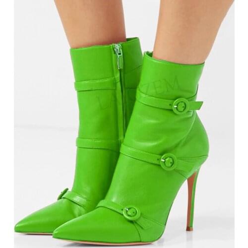 SEIIHEM Women Ankle Boots Pointed Toe High Heels Side Zip Short Boots Ladies Party Dress Shoes Woman Botas Large Size 4142 44 47