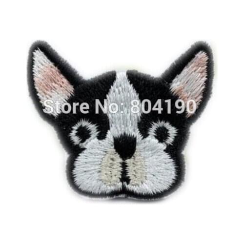 Cute Dog French Bulldog Patches for clothing Embroidered Face applique sew on iron on badge party favor wholesaler factory