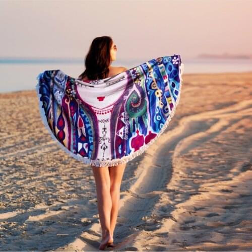 Blue Round Beach Towel Sea and Pool Towel 2021 Summer Beach Fashion