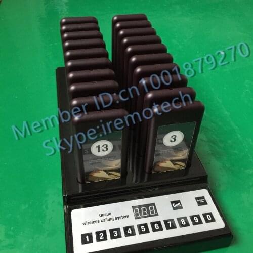 999 Channel restaurant pager ,wireless Queue wireless calling system + 20 wireless pager receiver ,wireless calling system
