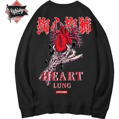 Hoodies, Sweatshirts Red personality trend Love Heart ladies print long-sleeved funny eyes print hip-hop Hoodies