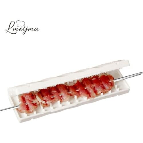LMETJMA Clever Barbecue Skewer Machine PP BBQ Kebab Maker Meat Brochettes Skewer Machine Meat Vegetable String Tools PYKC0527-2