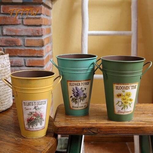 Vintage Metal Vase Rustic Portable Cylinder Glamour Simple Vase Modern Postoral High Quality Vaas Groot Flower Decoration EI50VA