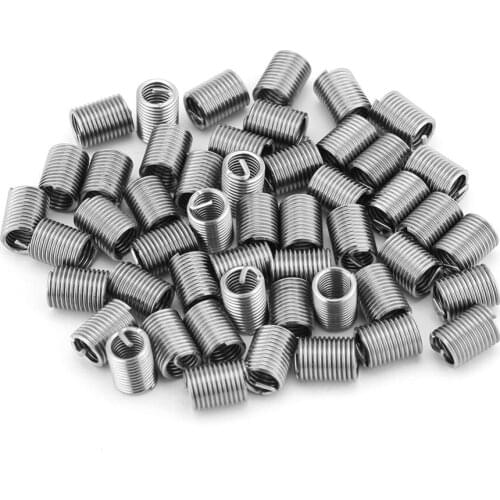 50Pcs Stainless Steel Coiled Wire Helical Screw Bushing Sleeve Set Thread Inserts M6x1.0x2.5D Self Tapping Thread Repair Tools