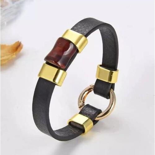 High quality natural tiger eye bamboo bead bracelet men and women handmade leather jewelry energy bracelet gift