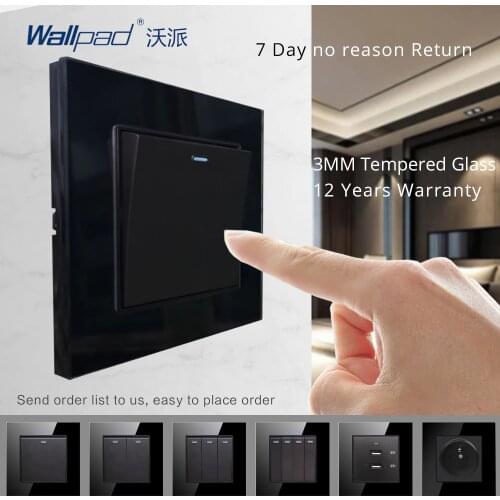 Wallpad Switch and Socket Set Wall Switch Luxury Black Crystal Tempered Glass Panel 86*86mm AC110-250V
