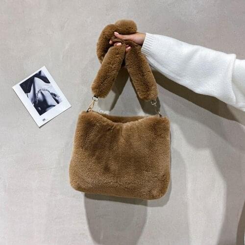 2020 Autumn Winter Candy Color Shoulder Bag Female Large Capacity Plush Underarm Bags Messenger Bag Soft Warm Fur Bag Crossbody