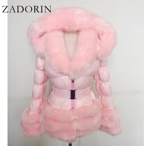ZADORIN Winter Down Jacket Women 2021 Fashion Detachable Sleeves Warm Duck Down Coats Hooded FAUX Fur Collar Black Puffer Jacket